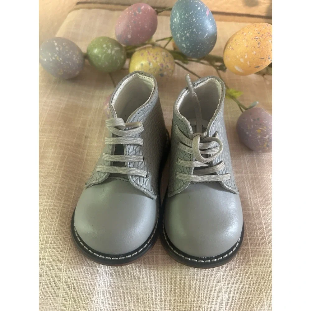 Cute! JOSMO Walker Unisex Baby Walking Shoes Size 3.5 Genuine Leather Gray